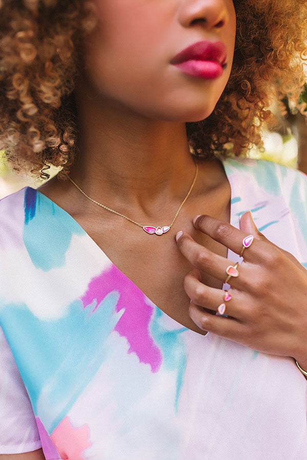 Kendra Scott Ivy Gold Pendant Necklace in Deep Blush Mix Image - 1