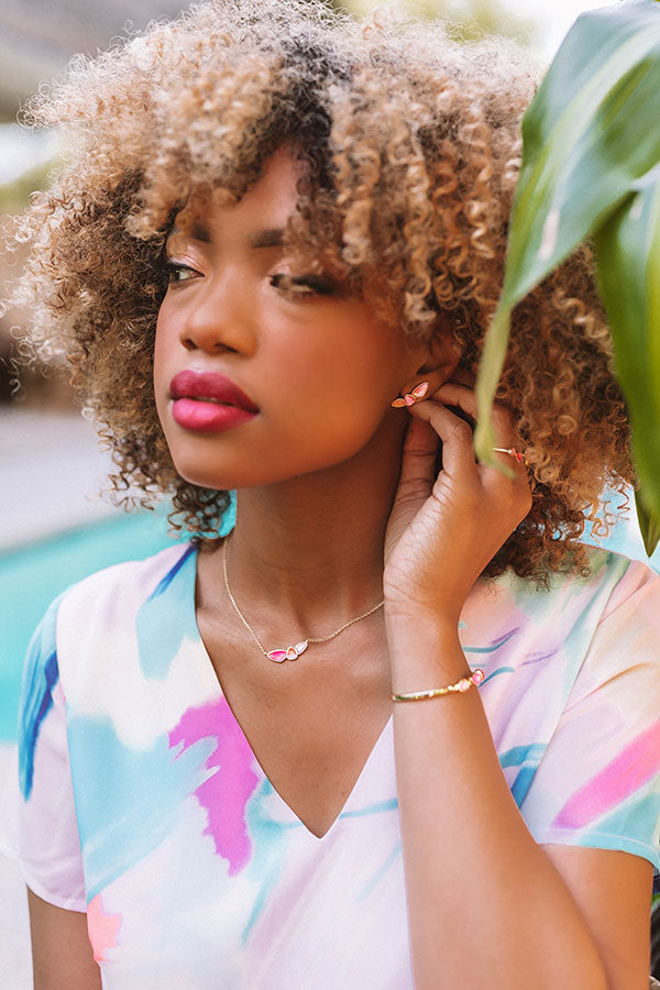 Kendra Scott Ivy Gold Ear Climber Earrings in Deep Blush Mix Image - 1