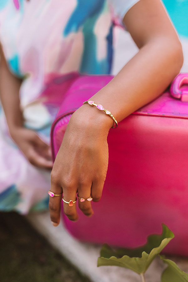 Kendra Scott Ivy Gold Cuff Bracelet in Deep Blush Mix Image - 1