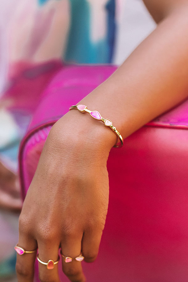 Kendra Scott Ivy Gold Cuff Bracelet in Deep Blush Mix Image - 2