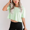 Hikes And Happiness Crop Top In Lime Image - 1