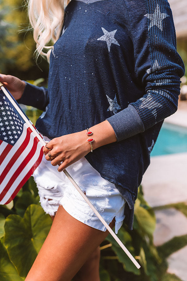 Kendra Scott Elton Gold Cuff Bracelet in Bright Red Image - 2