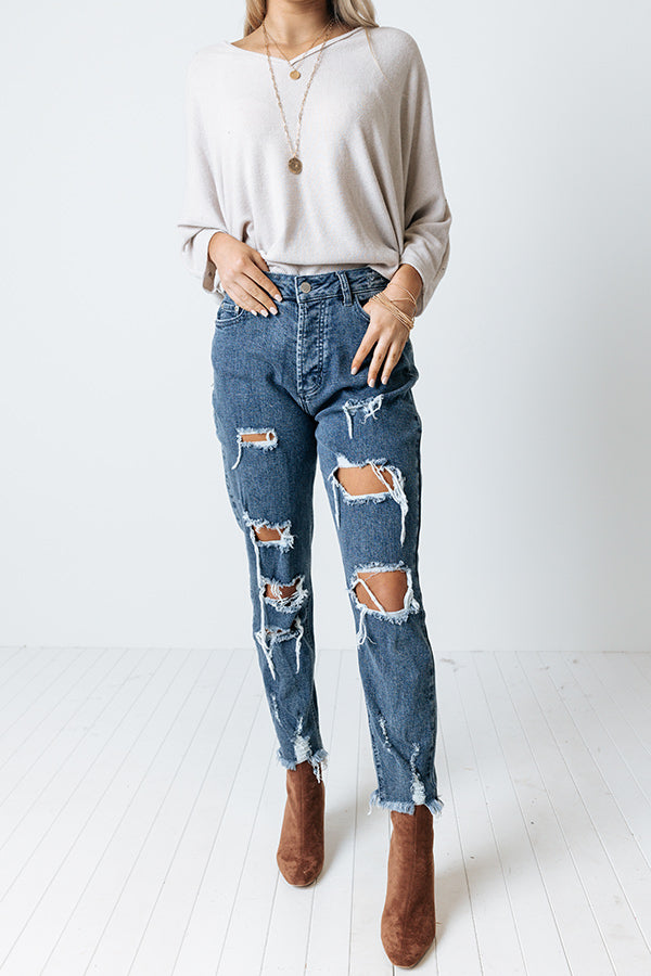 The Mindi High Waist Distressed Relaxed Skinny