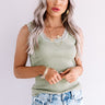 So Posh Lace Trim Tank In Sage Image - 1