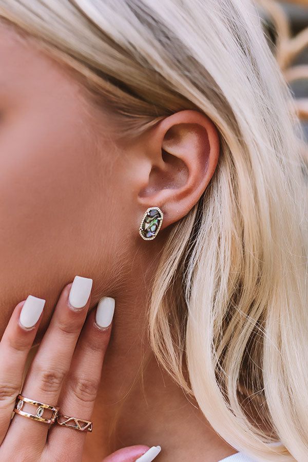 Kendra Scott Ellie Silver Stud Earrings in Abalone Shell Image - 3