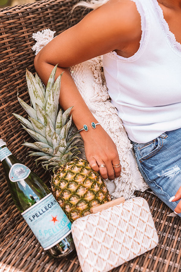 Kendra Scott Elton Gold Cuff Bracelet in Aqua Apatite Image - 3