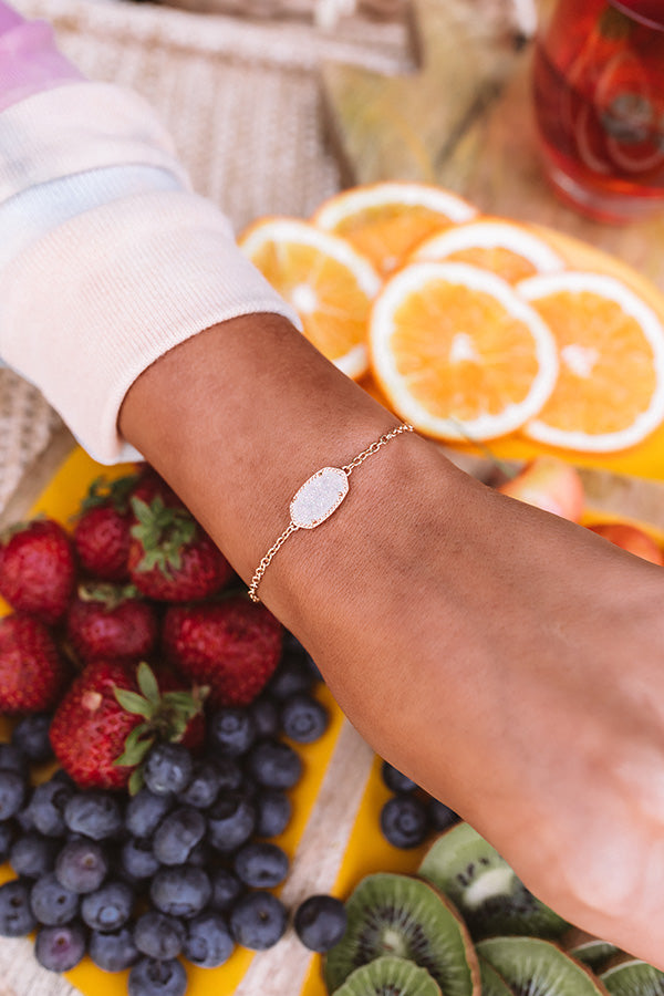 Kendra Scott Elaina Rose Gold Adjustable Chain Bracelet in Iridescent