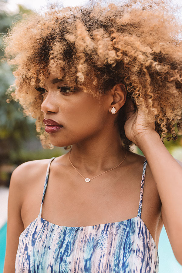 Kendra Scott Tessa Rose Gold Stud Earrings in Iridescent Drusy Image - 1