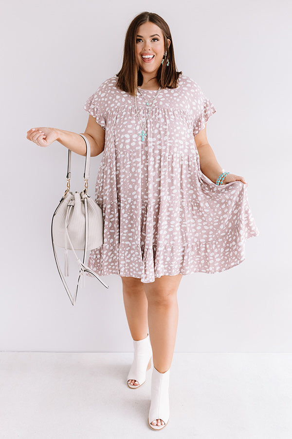 Hooked On Love Leopard Shift Dress In Dusty Purple Curves Image - 1