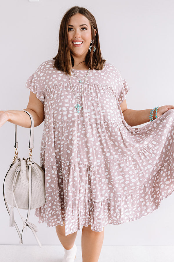 Hooked On Love Leopard Shift Dress In Dusty Purple Curves Image - 3