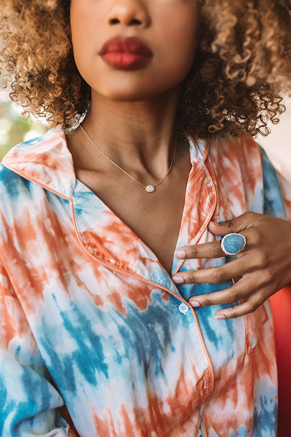 Kendra Scott Chelsea Rose Gold Pendant Necklace in Iridescent Drusy Image - 2