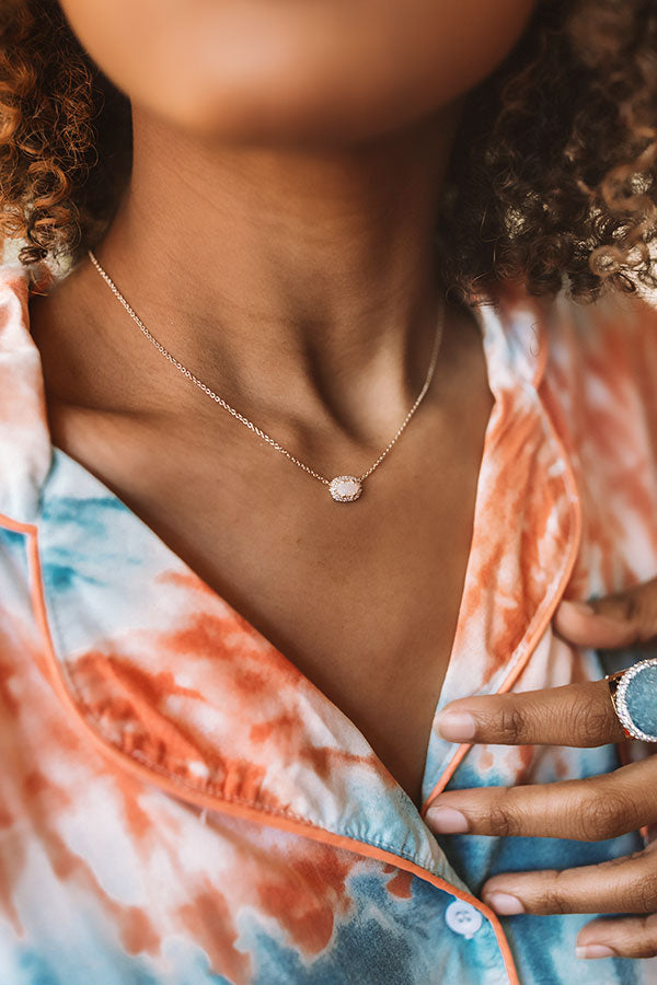 Kendra Scott Chelsea Rose Gold Pendant Necklace in Iridescent Drusy Image - 4