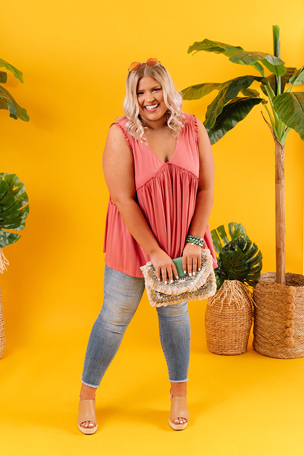 Adley Babydoll Shift Tank In Raspberry Curves Image - 1