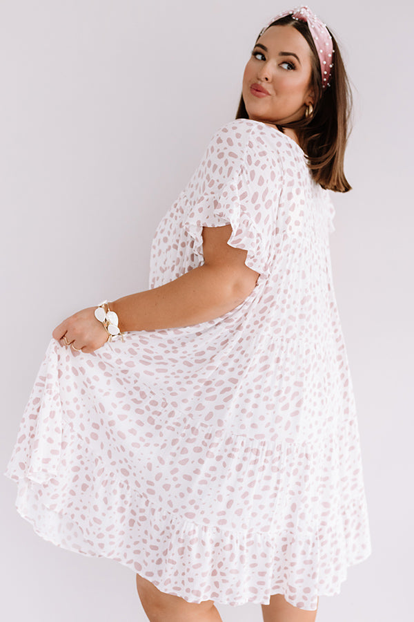 Hooked On Love Leopard Shift Dress In White Curves Image - 4