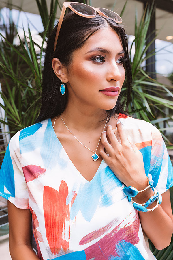 Kendra Scott Kacey Gold Long Pendant Necklace in Bronze Veined Turquoise Magnesite Image - 3