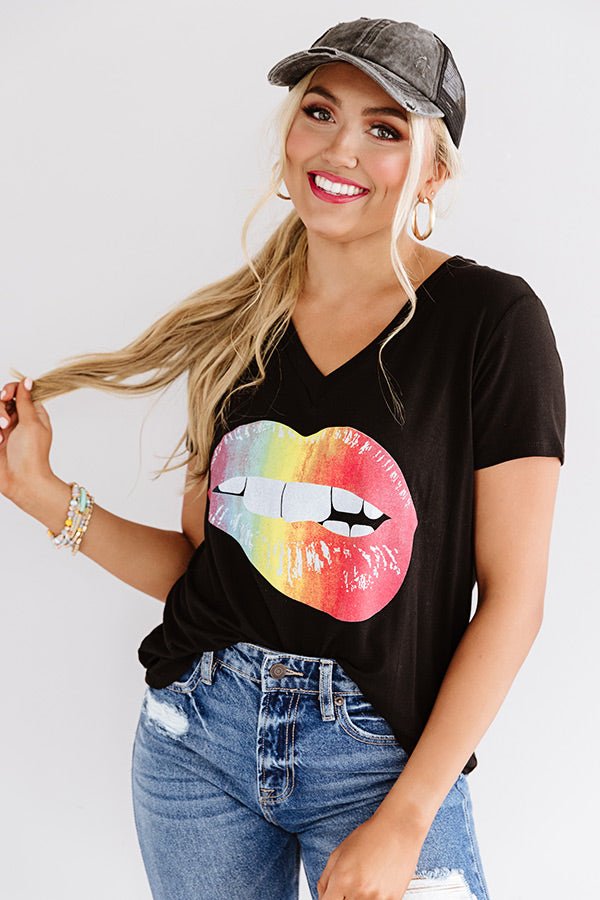 Tie Dye Lips Shift Tee In Black Image - 1