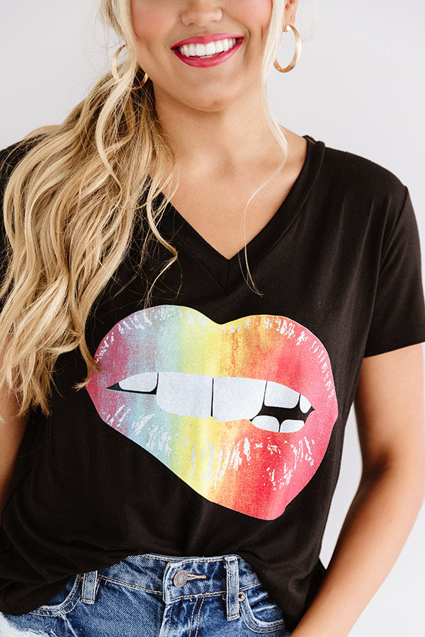 Tie Dye Lips Shift Tee In Black Image - 5