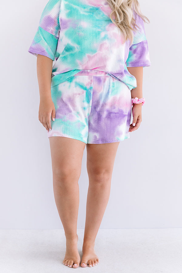 Lounging In Tie Dye Shorts Curves Image - 5