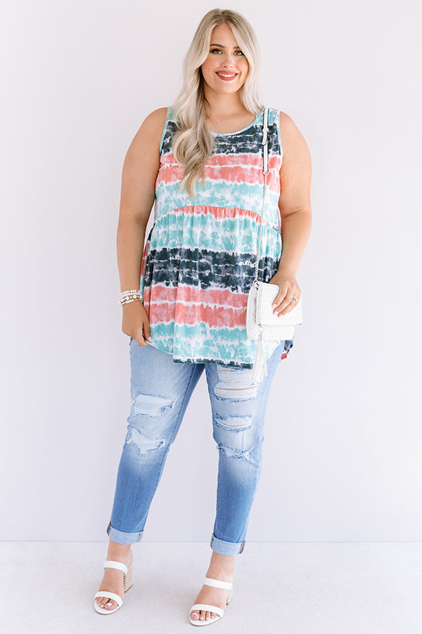 Here And There Tie Dye Babydoll Tank In Ocean Wave Curves Image - 1
