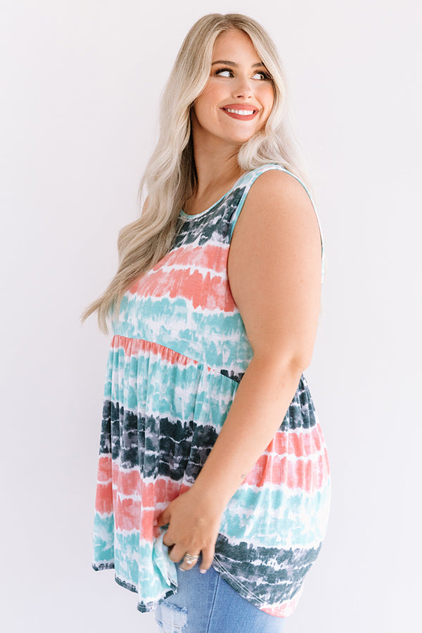 Here And There Tie Dye Babydoll Tank In Ocean Wave Curves Image - 4
