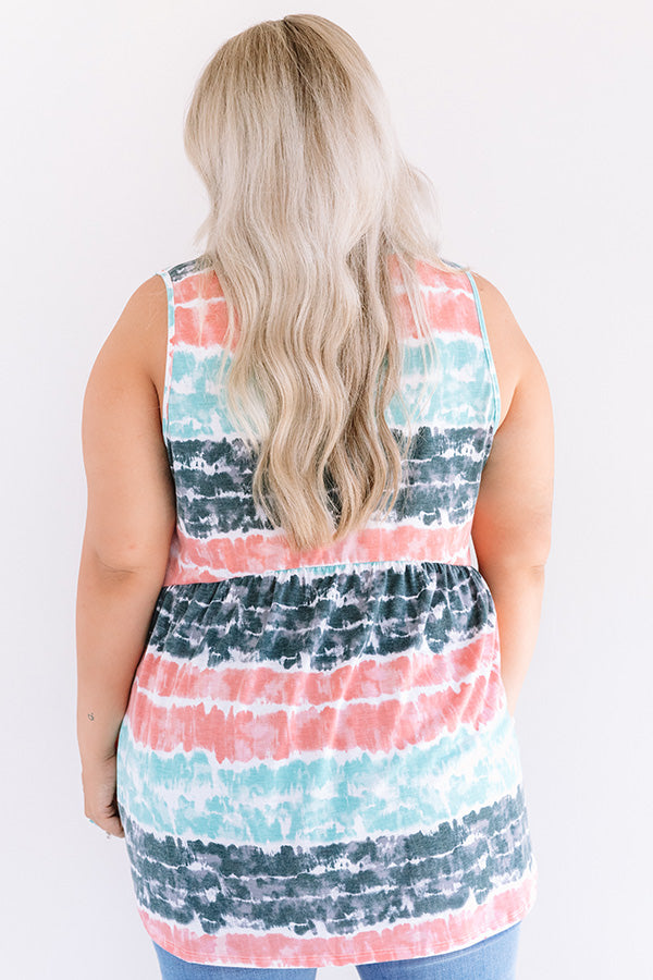 Here And There Tie Dye Babydoll Tank In Ocean Wave Curves Image - 5