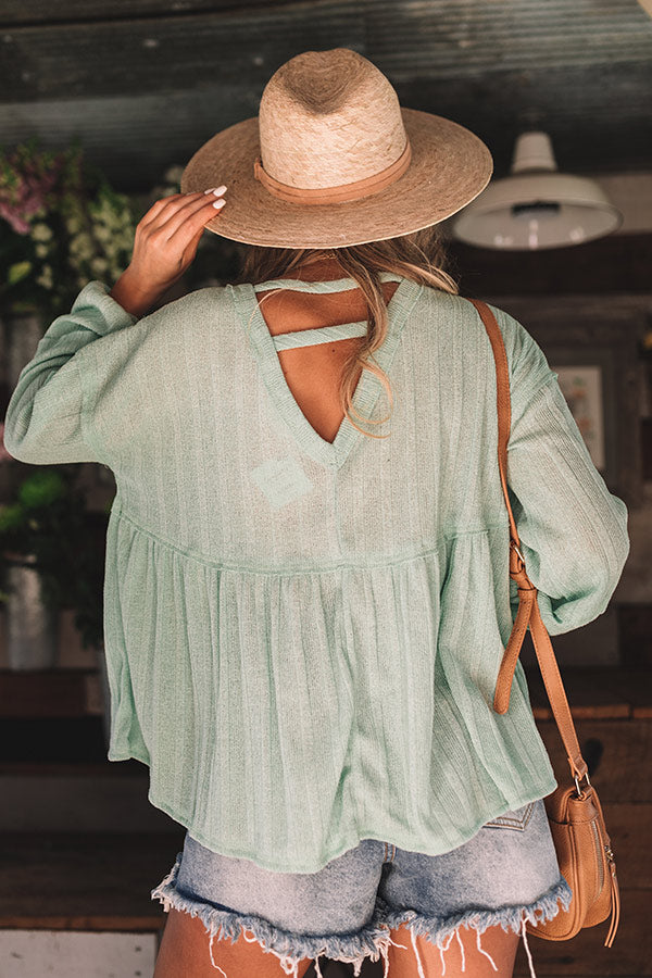 Slow Song Babydoll Top In Mint Image - 5