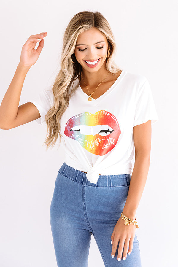 Tie Dye Lips Shift Tee In White Image - 1