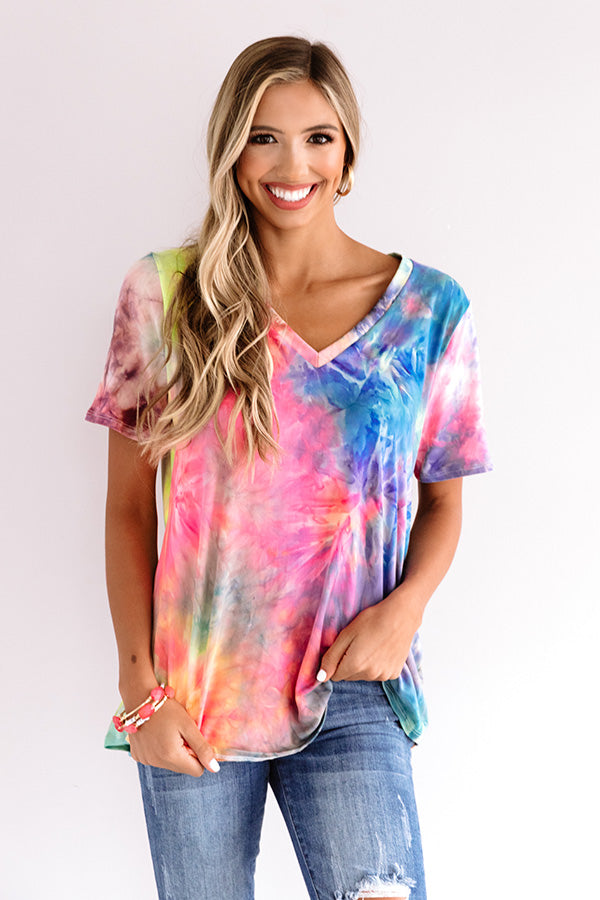Morning Routine Tie Dye Shift Tee In Pink Image - 4