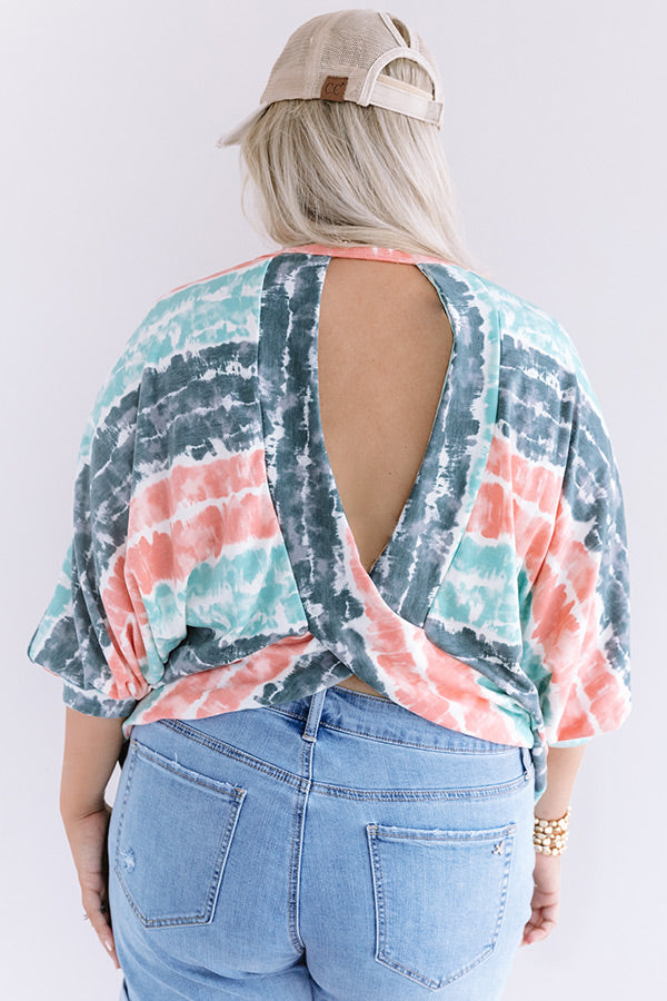 Here And There Tie Dye Shift Top In Ocean Wave Curves Image - 5