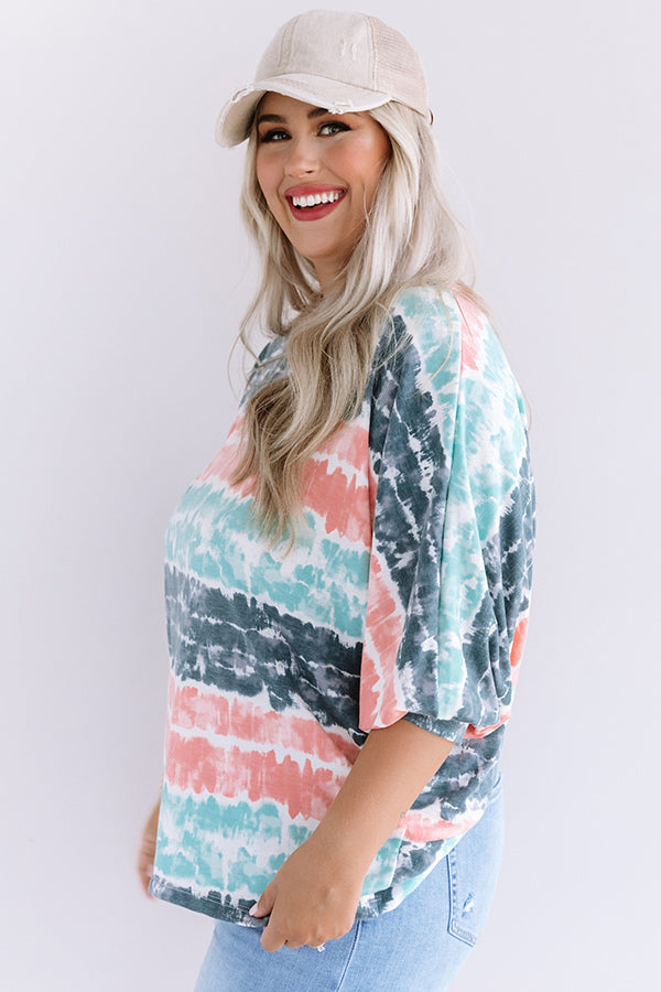 Here And There Tie Dye Shift Top In Ocean Wave Curves Image - 4