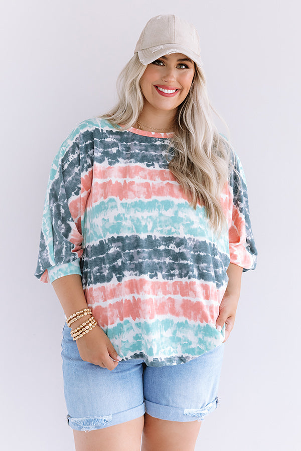 Here And There Tie Dye Shift Top In Ocean Wave Curves Image - 1