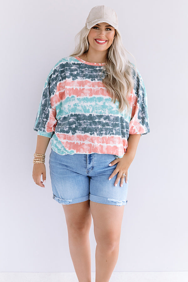 Here And There Tie Dye Shift Top In Ocean Wave Curves Image - 2