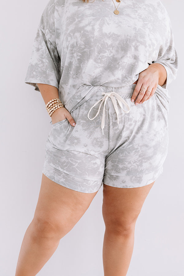 Home Is Where The Heart Is Tie Dye Shorts In Grey   Curves Image - 1