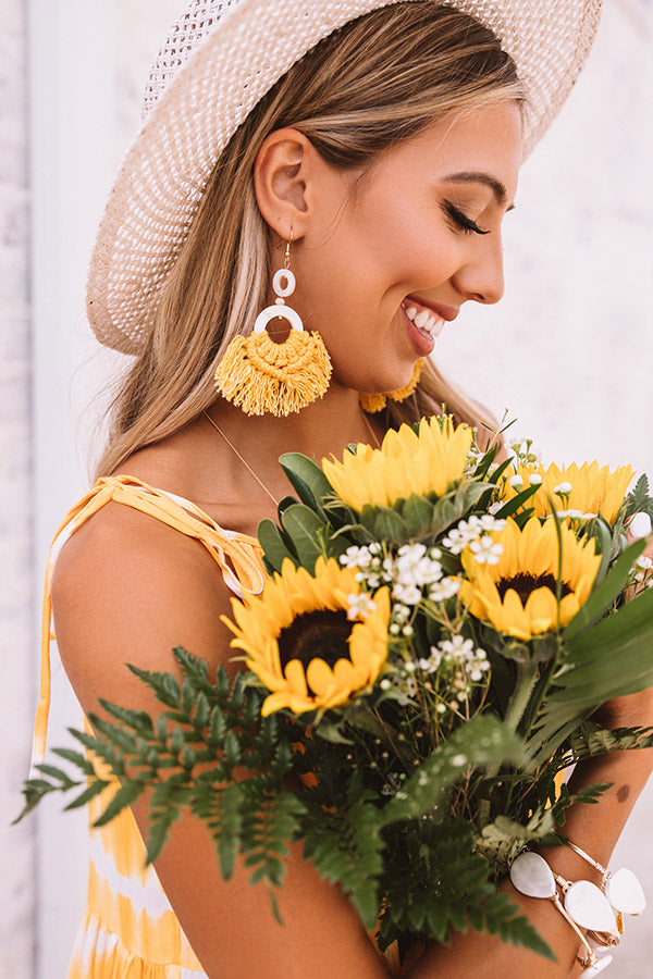 Colorful And Cute Earrings In Marigold Image - 1