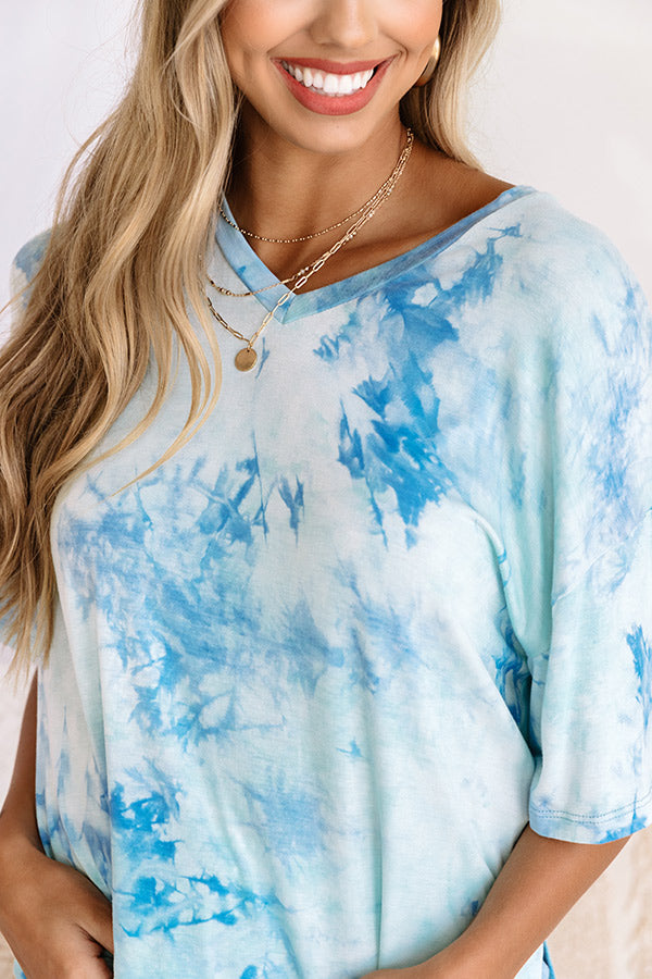 Lounging In Bliss Tie Dye Shift Tee In Sky Blue Image - 3