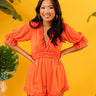 Brooklyn Rooftop Ruffle Romper In Tangerine Image - 1