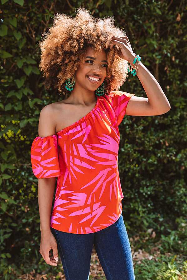 Cafe Au Lait Off Shoulder Top In Tangerine Image - 3