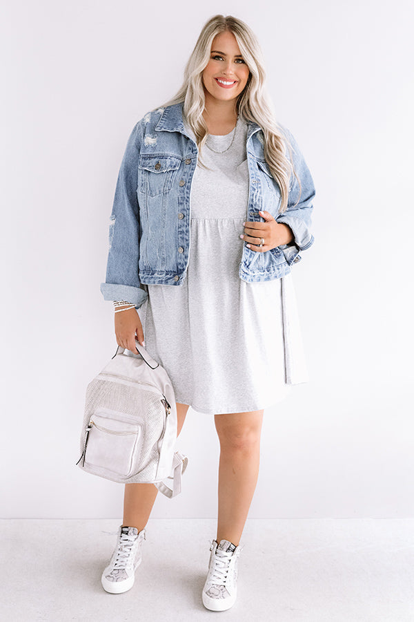 Brunch Bound Babydoll Dress In Grey Curves Image - 1