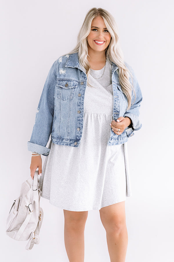 Brunch Bound Babydoll Dress In Grey Curves Image - 4