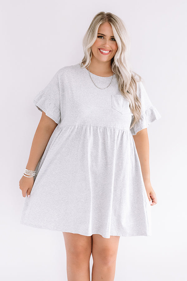 Brunch Bound Babydoll Dress In Grey Curves Image - 3