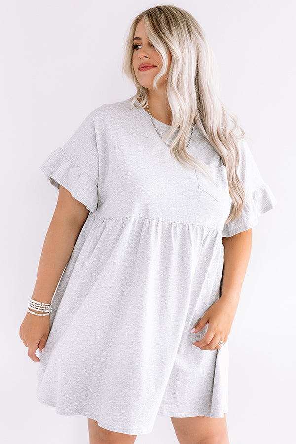 Brunch Bound Babydoll Dress In Grey Curves Image - 5