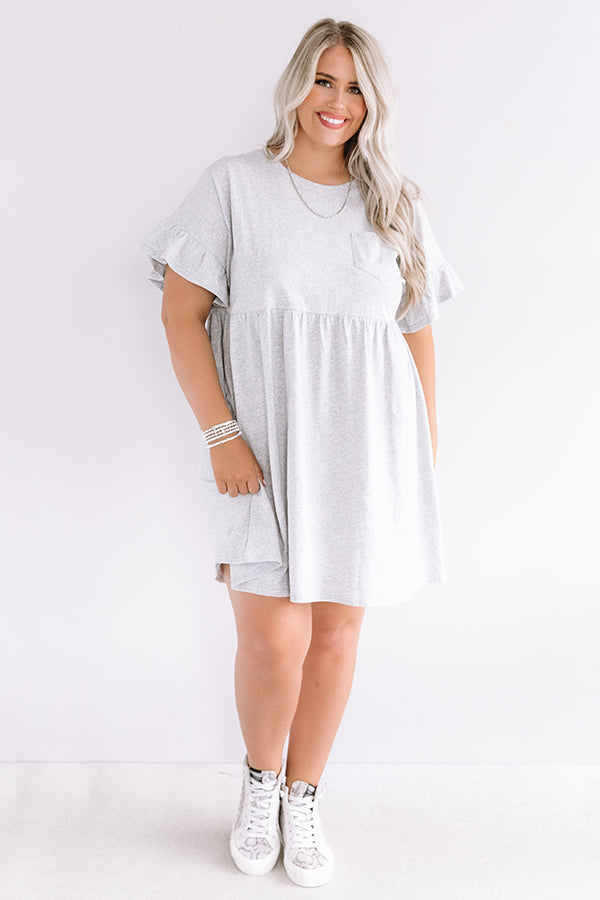 Brunch Bound Babydoll Dress In Grey Curves Image - 2