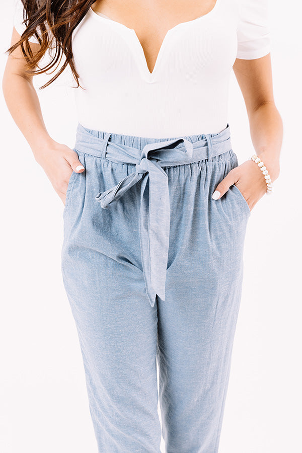 The Celia Chambray High Waist Trousers Image - 3