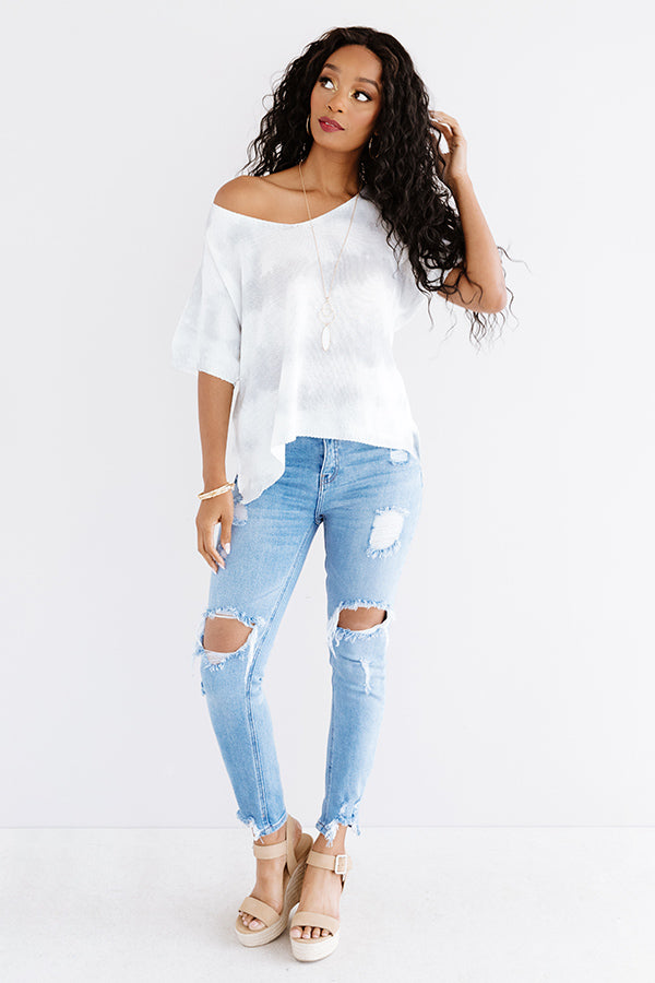 Best Result Tie Dye Knit Top In Grey Image - 2