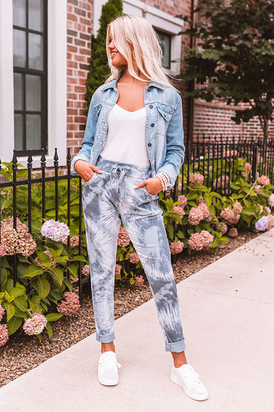 The Myrie High Waist Tie Dye Pants In Blue • Impressions Online Boutique