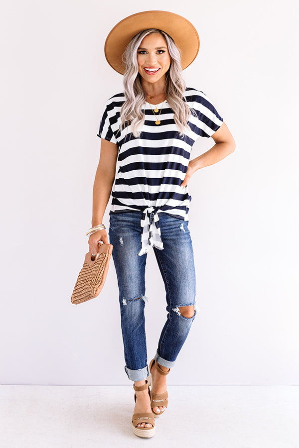 Hideaway In The Hills Stripe Top In Navy Image - 2