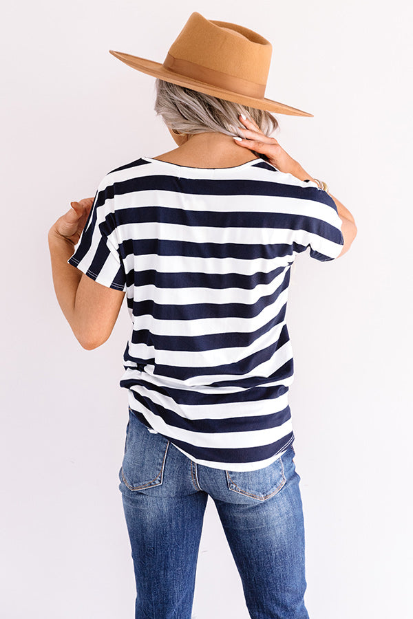 Hideaway In The Hills Stripe Top In Navy Image - 5