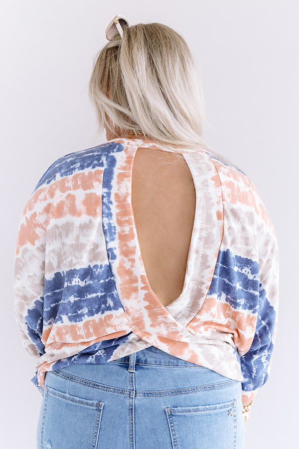 Here And There Tie Dye Shift Top In Navy Curves Image - 5