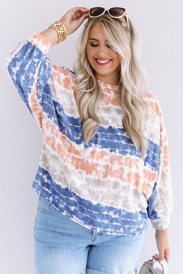 Here And There Tie Dye Shift Top In Navy Curves Image - 1