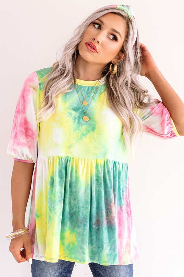 Cheek Kisses Tie Dye Babydoll Top Image - 4